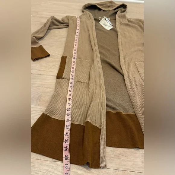 NEW Buckle BKE XS Brown Hoodie Duster Cardigan Sweater Mystree NWT Hooded Top - Picture 5 of 9